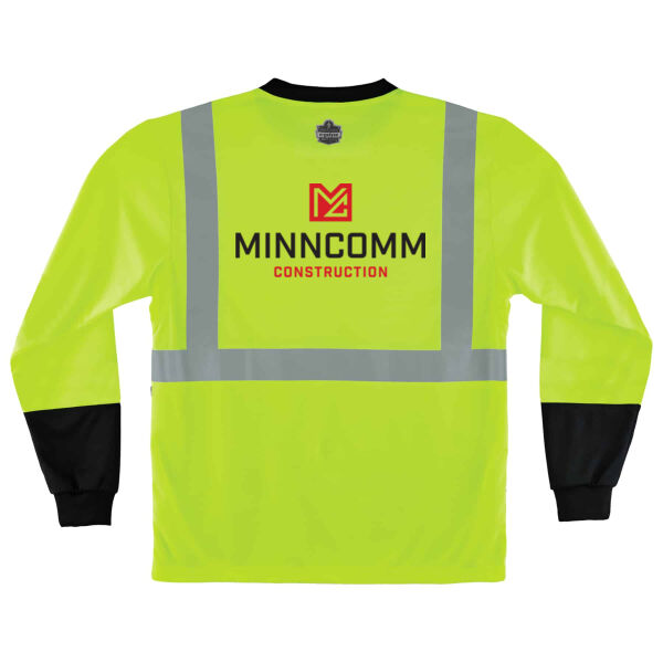 Ergodyne - GloWear Hi-Vis Long Sleeve T-Shirt - Type R, Class 2, Black Front - Printed Logo Thumbnail