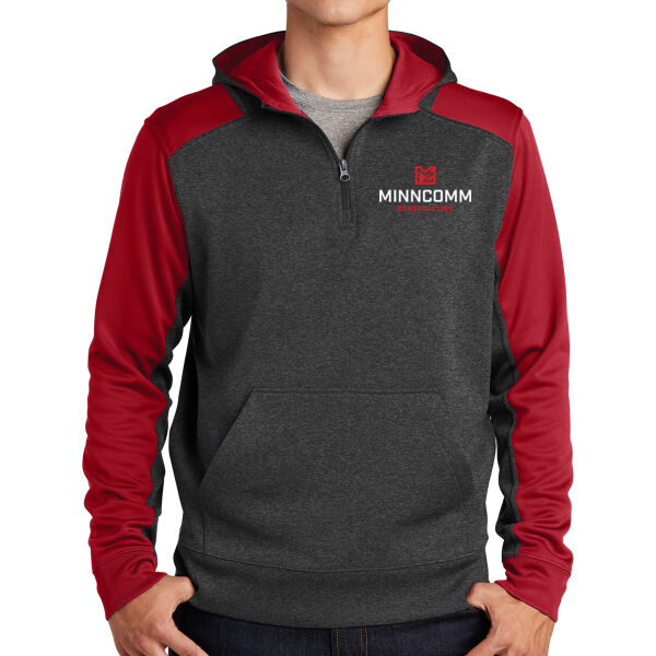 Sport-Tek® Tech Fleece Colorblock 1/4-Zip Hooded Sweatshirt - Embroidered Logo Thumbnail